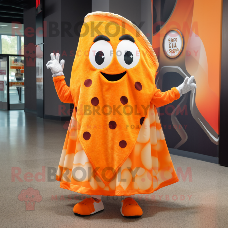 Orange Pizza Slice mascot costume character dressed with a Cover-up and Bracelets