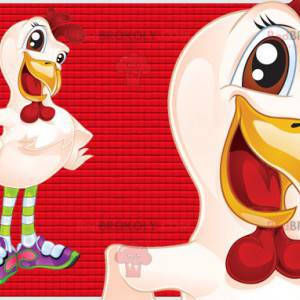 Mascotte de poule de poulet blanc et rouge - Redbrokoly.com