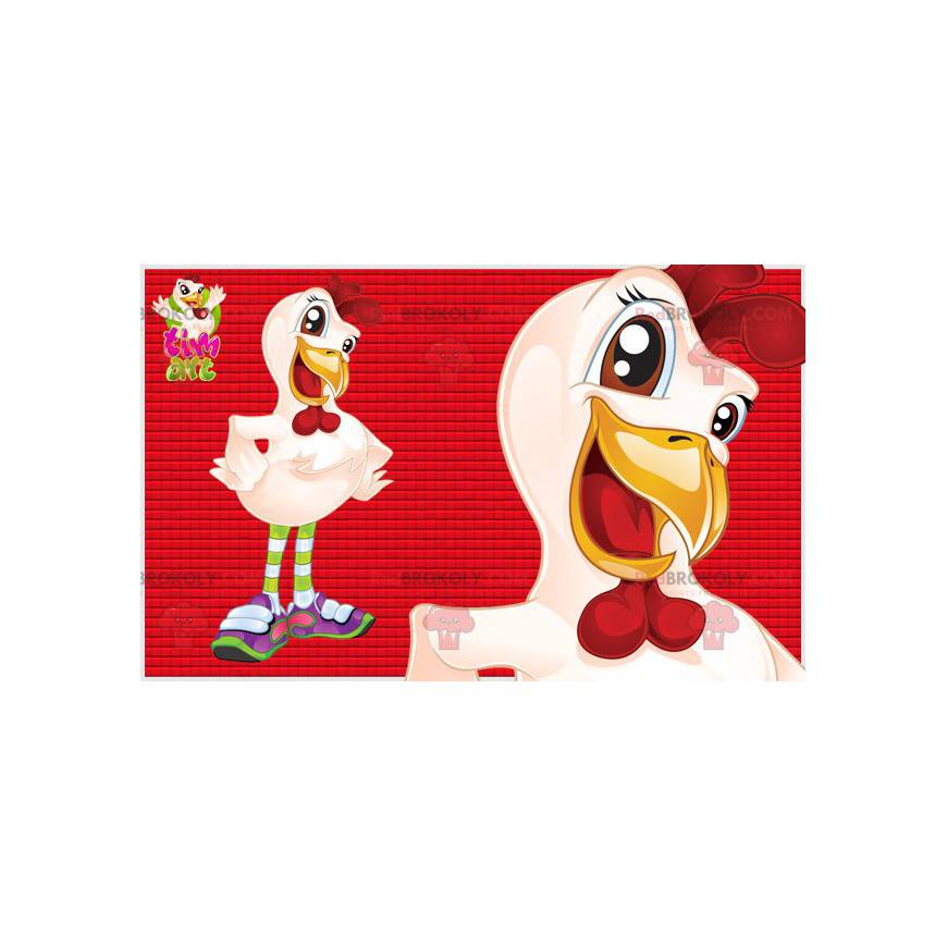 Hvit og rød kyllinghønsmaskot - Redbrokoly.com