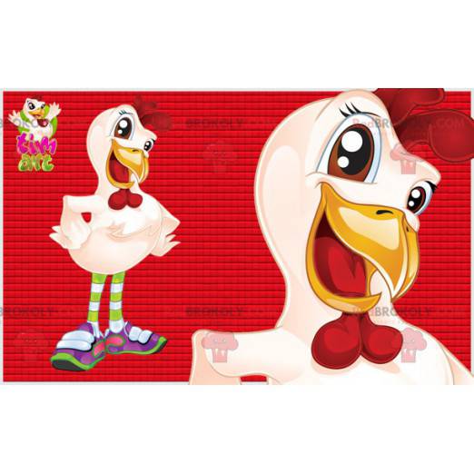 White and red chicken hen mascot - Redbrokoly.com