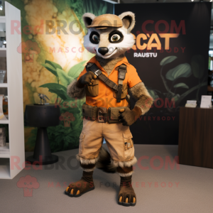 Rust Civet mascot costume character dressed with a Cargo Pants and Smartwatches