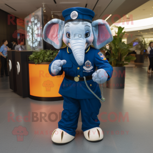 Navy Elephant mascot costume character dressed with a Midi Dress and Digital watches