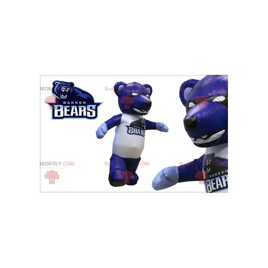 Mascotte d'ours bleu noir et blanc géant - Redbrokoly.com