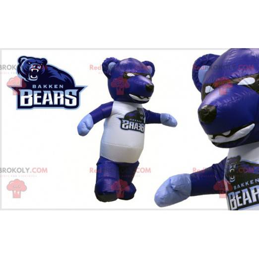 Giant black and white blue bear mascot - Redbrokoly.com
