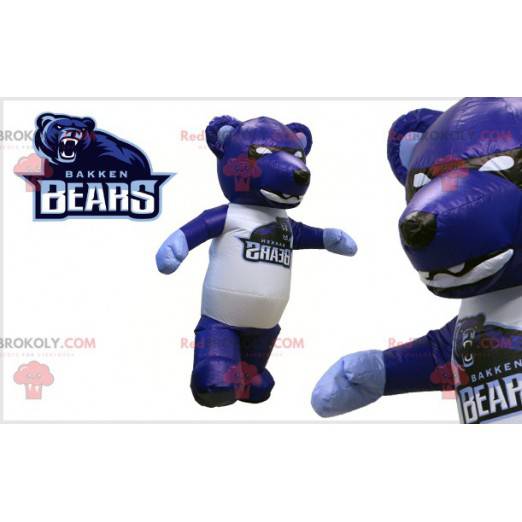 Mascotte d'ours bleu noir et blanc géant - Redbrokoly.com