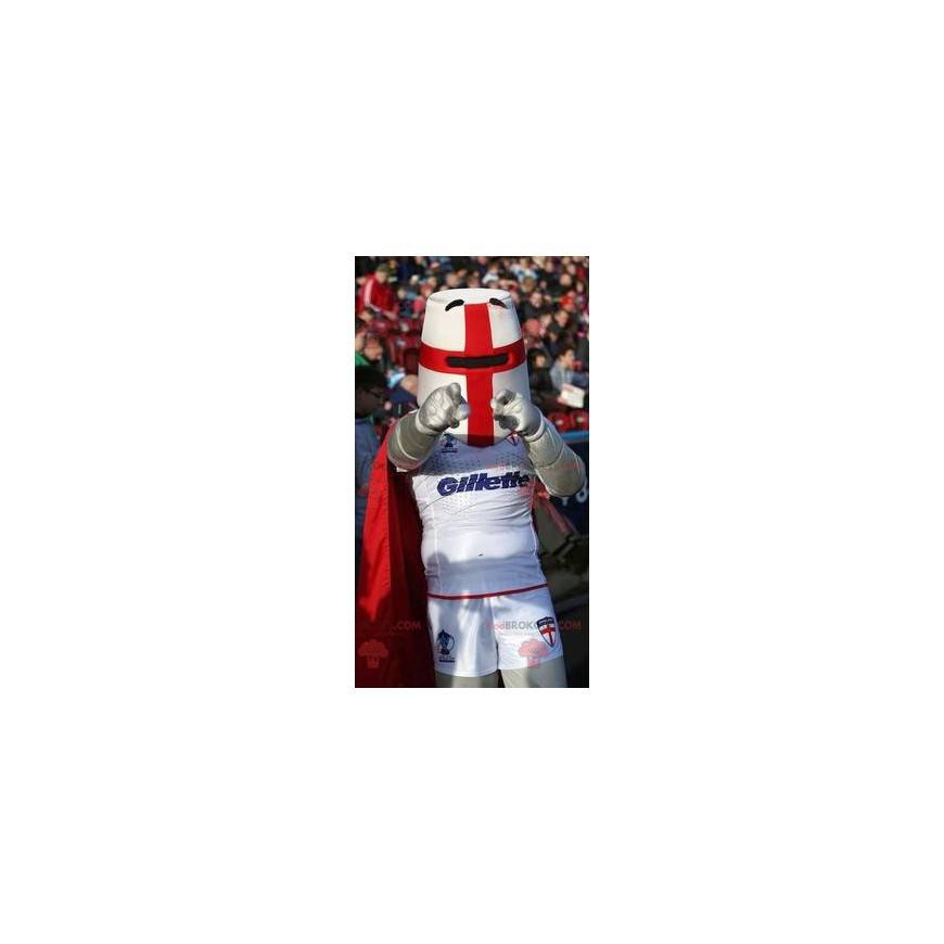 Knight mascot with a helmet and a red cape - Redbrokoly.com