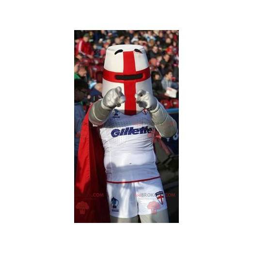 Knight mascot with a helmet and a red cape - Redbrokoly.com