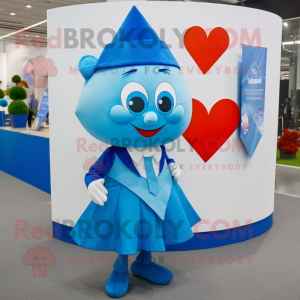 Blue Arrow Of Love mascot costume character dressed with a A-Line Skirt and Pocket squares