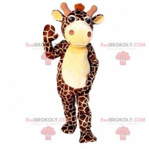 Mascotte de girafe marron et jaune géante - Redbrokoly.com