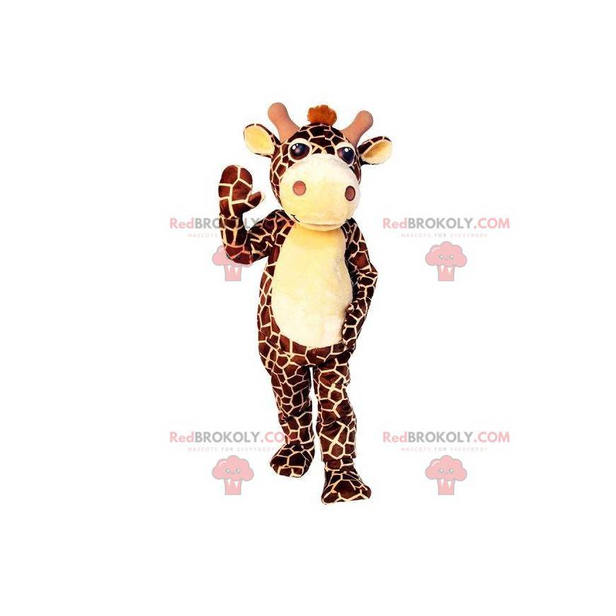 Jättebrun och gul giraffmaskot - Redbrokoly.com