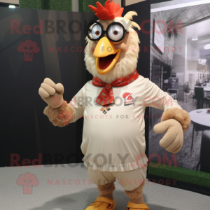 Tan Roosters maskot kostume...