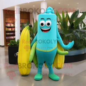 Turquoise banaan mascotte...