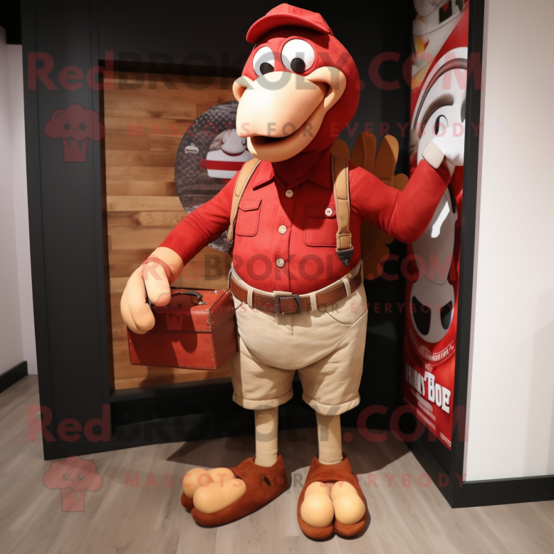 Red Turkey mascot costume character dressed with a Cargo Shorts and Cufflinks Red Turkey mascot costume character dressed with a Cargo Shorts and Cufflinks