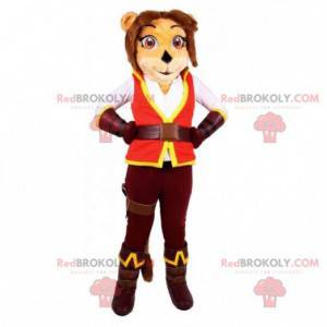 Kat tijgerin mascotte gekleed als avonturier - Redbrokoly.com