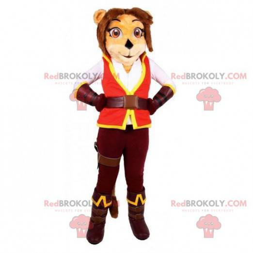 Cat tigress mascot dressed as an adventurer - Redbrokoly.com