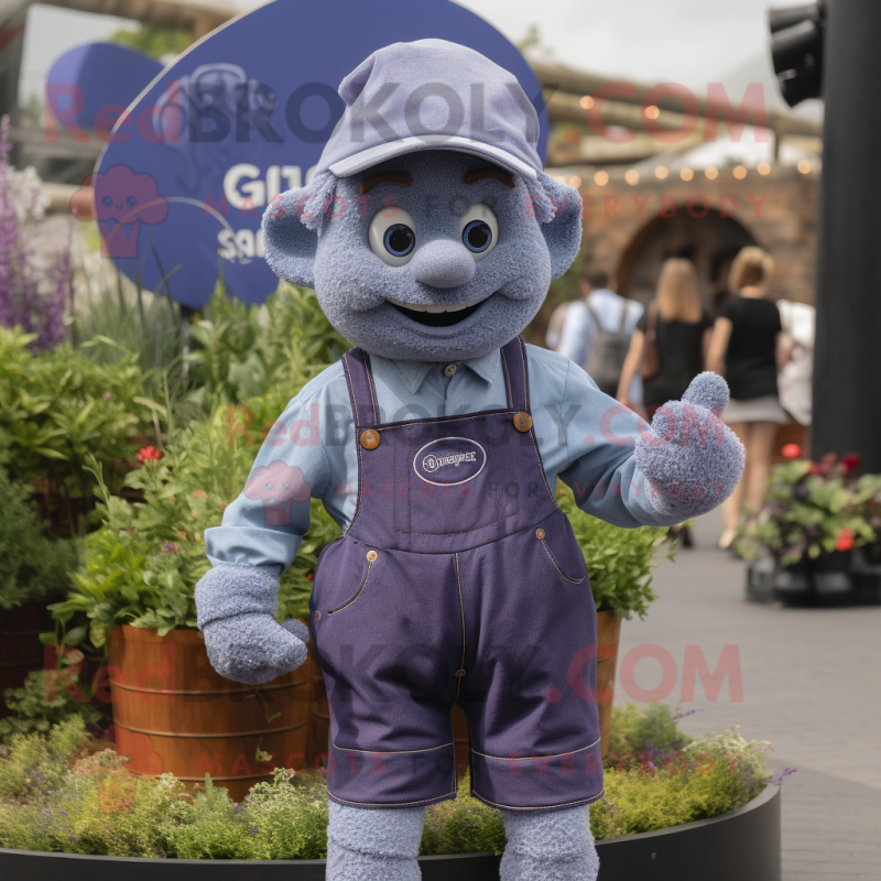 Lavender Guinness mascot costume character dressed with a Denim Shorts and Gloves Lavender Guinness mascot costume character dressed with a Denim Shorts and Gloves