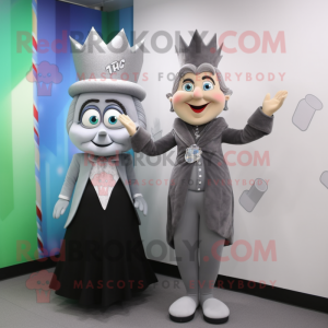 Grå Queen maskot kostume...