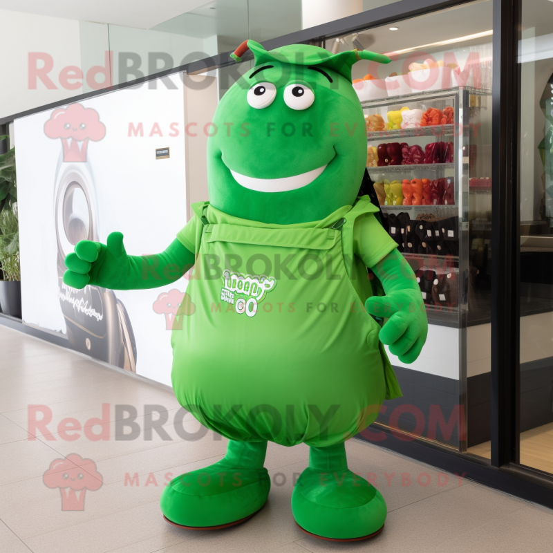 Green Bbq Ribs mascot costume character dressed with a Shorts and Tote bags Green Bbq Ribs mascot costume character dressed with a Shorts and Tote bags