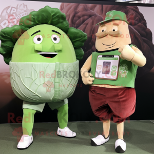 Tan Corned Beef And Cabbage mascot costume character dressed with a Boyfriend Jeans and Smartwatches