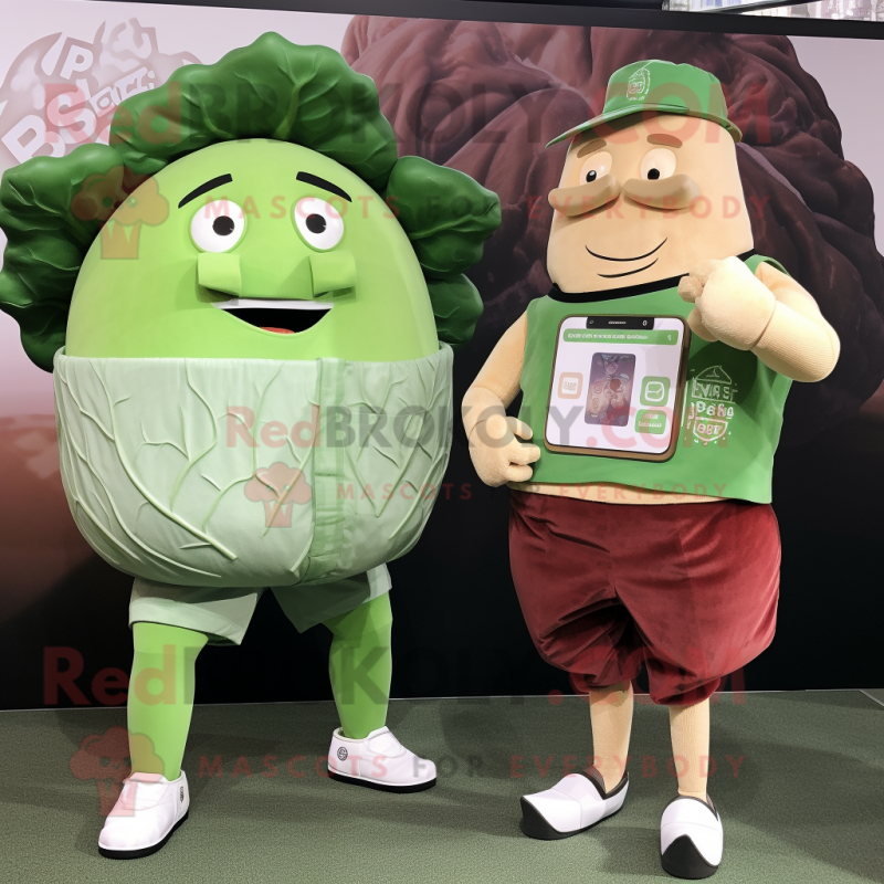 Tan Corned Beef And Cabbage mascot costume character dressed with a Boyfriend Jeans and Smartwatches Tan Corned Beef And Cabbage mascot costume character dressed with a Boyfriend Jeans and Smartwatches