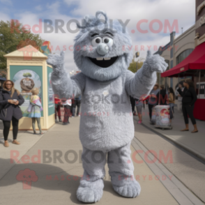Gray Jambalaya mascot costume character dressed with a Mom Jeans and Foot pads