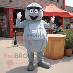 Gray Jambalaya mascot costume character dressed with a Mom Jeans and Foot pads