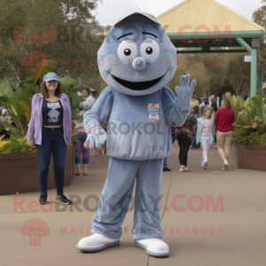 Gray Jambalaya mascot costume character dressed with a Mom Jeans and Foot pads