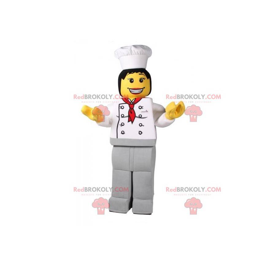 Mascotte de Lego en tenue de chef cuisinier - Redbrokoly.com