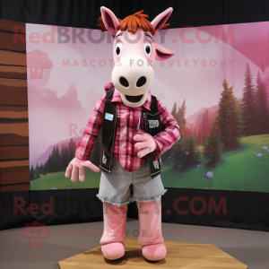 Personagem de mascote rosa...