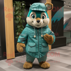 Teal Squirrel maskot kostym...