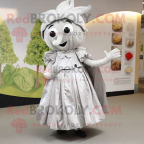 Silver Beet mascot costume character dressed with a A-Line Skirt and Clutch bags