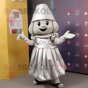 Silver Beet mascot costume character dressed with a A-Line Skirt and Clutch bags