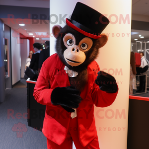 Red Capuchin Monkey mascot costume character dressed with a Tuxedo and Watches