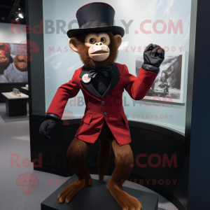 Red Capuchin Monkey mascot costume character dressed with a Tuxedo and Watches