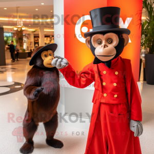 Red Capuchin Monkey mascot costume character dressed with a Tuxedo and Watches