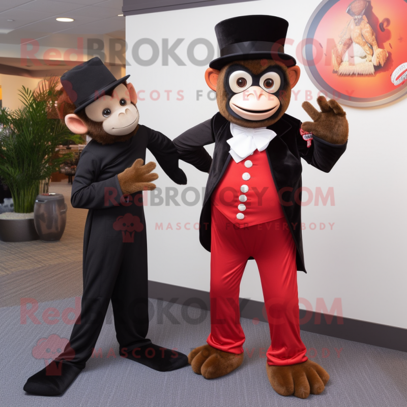 Red Capuchin Monkey mascot costume character dressed with a Tuxedo and Watches Red Capuchin Monkey mascot costume character dressed with a Tuxedo and Watches