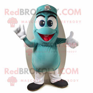 Teal Engagement Ring mascot costume character dressed with a Baseball Tee and Scarf clips