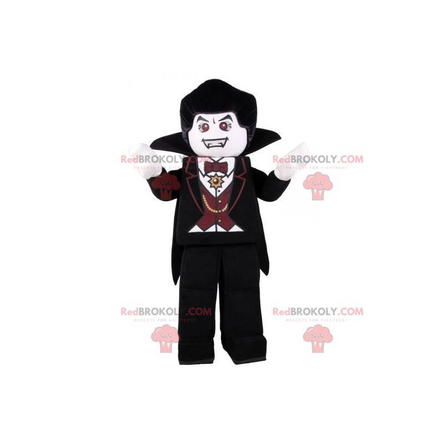 Mascote vampiro Lego com um lindo traje preto - Redbrokoly.com