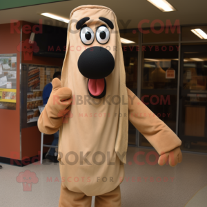 Tan-Hot-Dog Maskottchen...