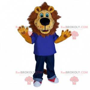 Mascote leão marrom com uma cabeça grande - Redbrokoly.com