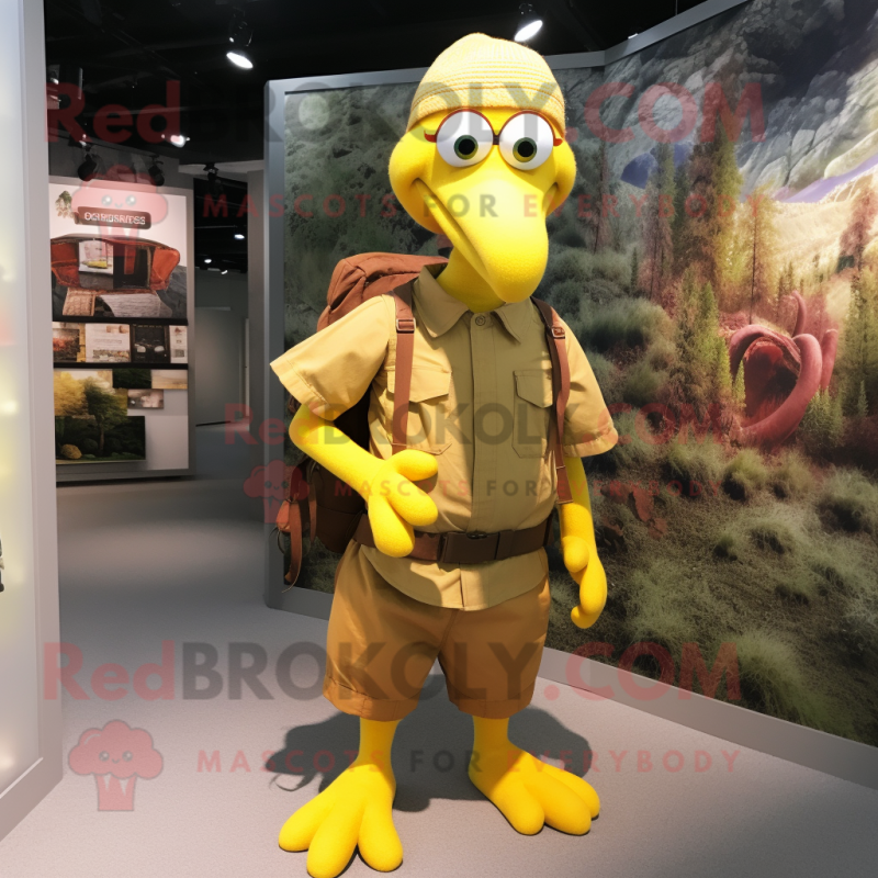 Yellow Turkey mascot costume character dressed with a Cargo Pants and Cummerbunds