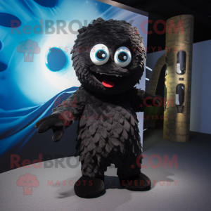 Black Cod mascot costume character dressed with a Playsuit and Scarves