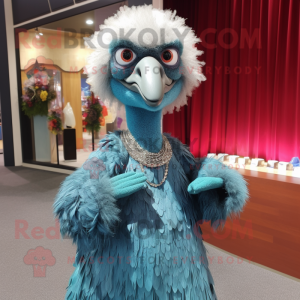 nan Emu mascot costume character dressed with a Ball Gown and Keychains