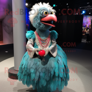 nan Emu mascot costume character dressed with a Ball Gown and Keychains