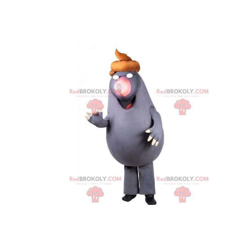 Mole mascot with poop on his head - Redbrokoly.com