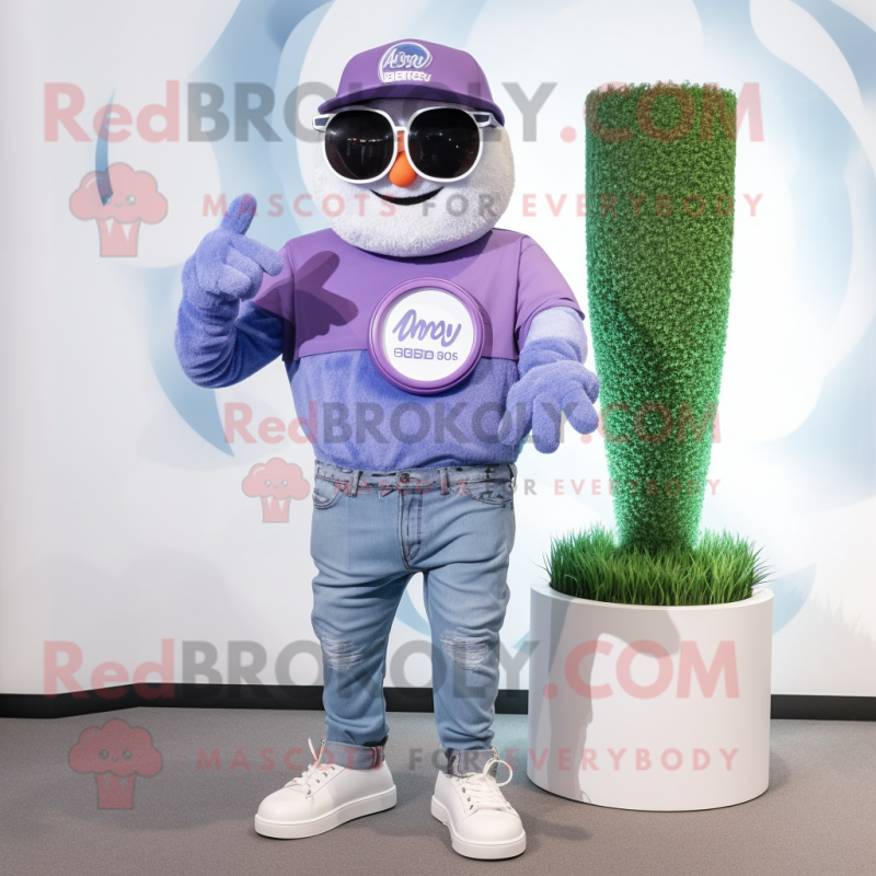 Lavender Wrist Watch mascot costume character dressed with a Boyfriend Jeans and Sunglasses