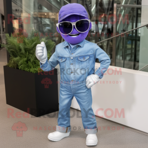 Lavender Wrist Watch mascot costume character dressed with a Boyfriend Jeans and Sunglasses