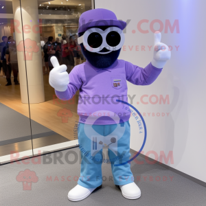 Lavender Wrist Watch mascot costume character dressed with a Boyfriend Jeans and Sunglasses