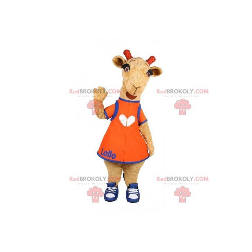 Mascotte de chameau de brebis marron. Costume de chèvre -