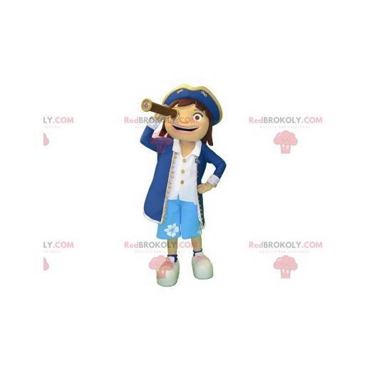 Mascotte de fille en tenue de marin de capitaine -